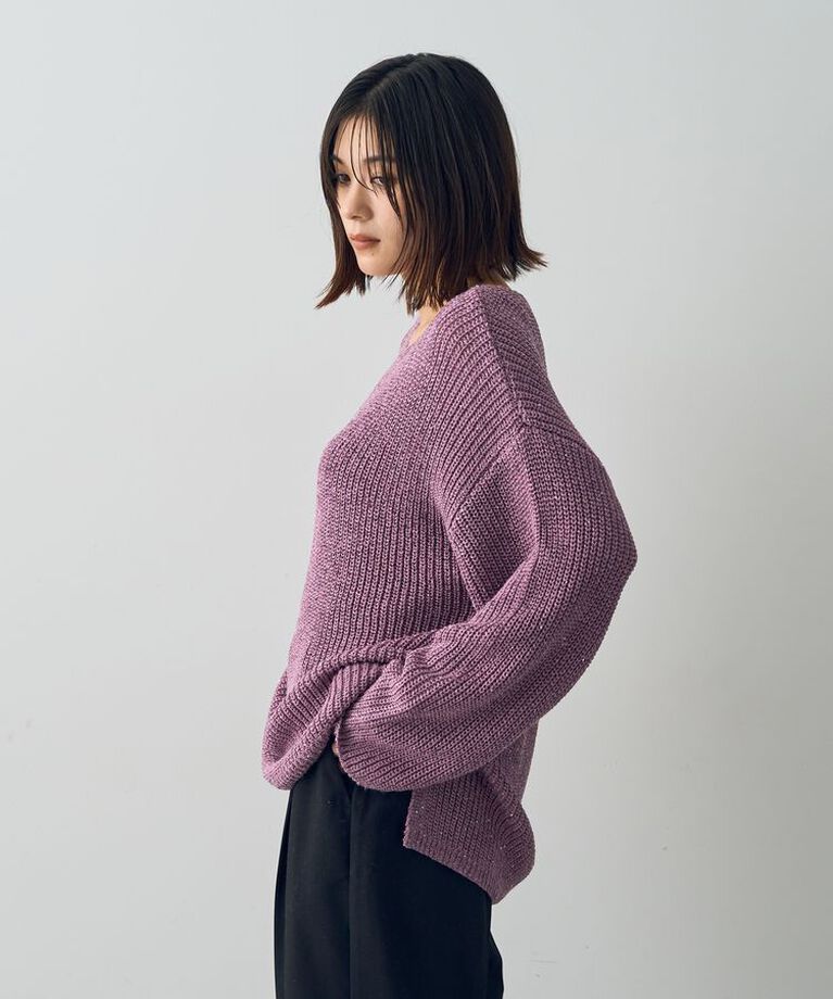 YECCA VECCA「スパンコールボートネックニット」|ニット・セーター|
