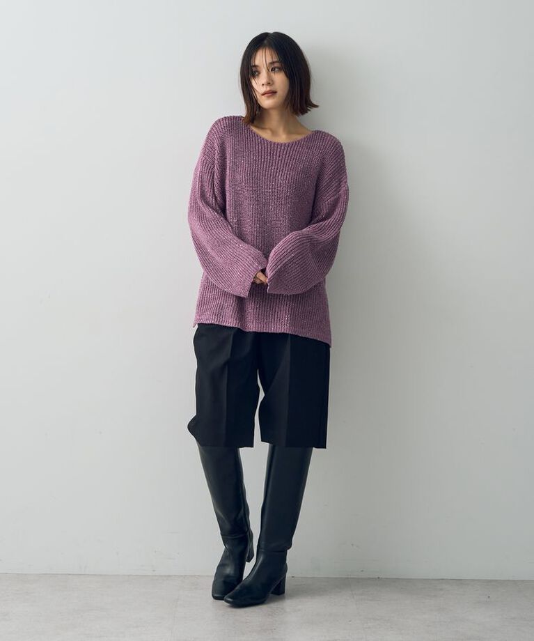 YECCA VECCA「スパンコールボートネックニット」|ニット・セーター|