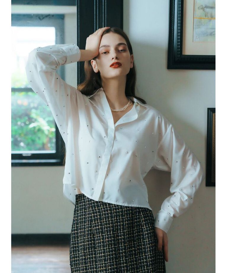 YECCA VECCA「ビジューシャツ」|シャツ・ブラウス|Off White
