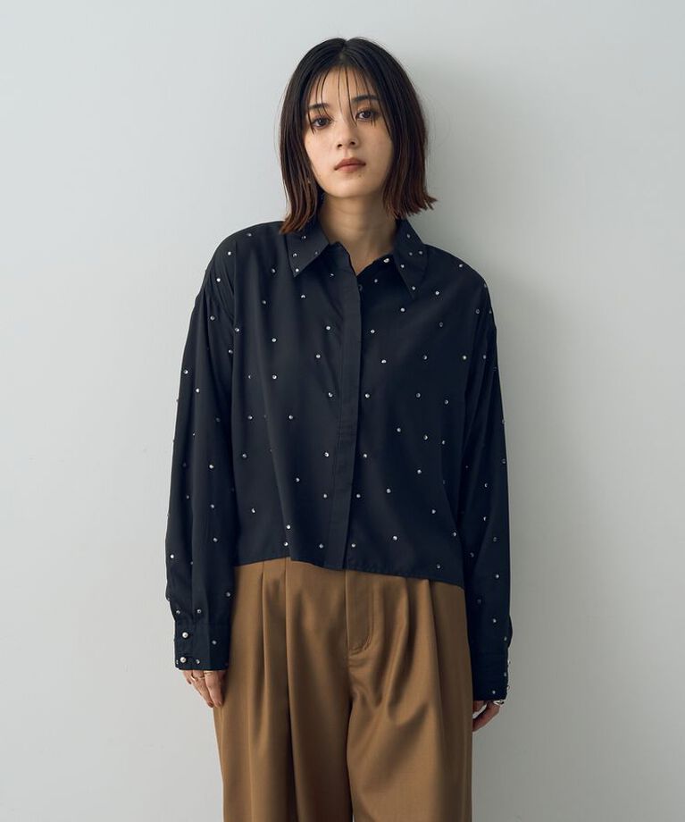 YECCA VECCA「ビジューシャツ」|シャツ・ブラウス|Black