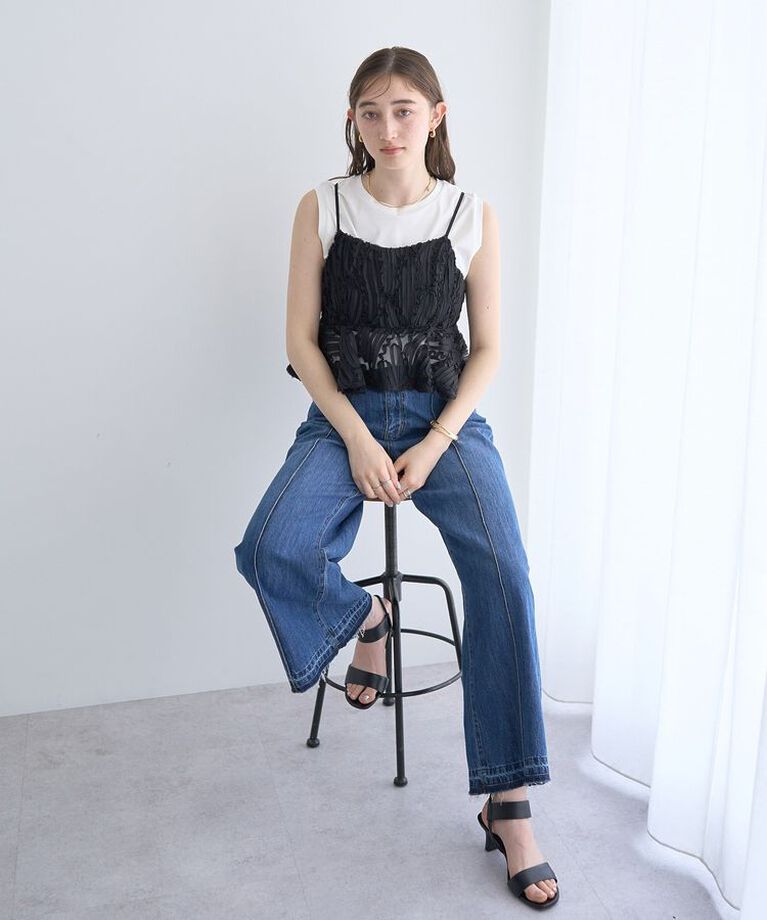 YECCA VECCA「チュールバテンレースオーバーキャミ」|キャミソール|