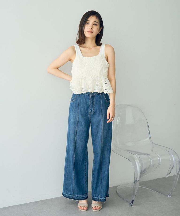YECCA VECCA「チュールバテンレースオーバーキャミ」|キャミソール|