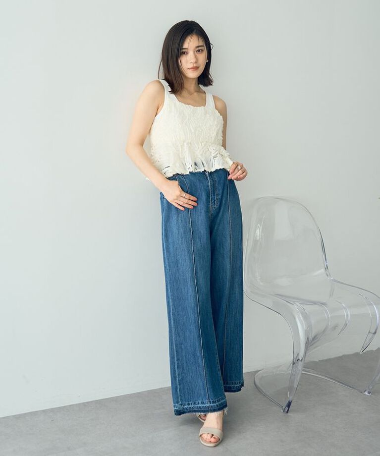 YECCA VECCA「チュールバテンレースオーバーキャミ」|キャミソール|