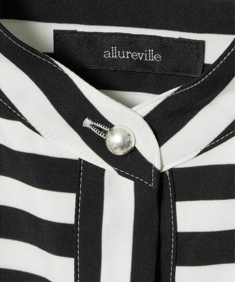 allureville「ワイドストライプスタンドブラウス」|シャツ・ブラウス|