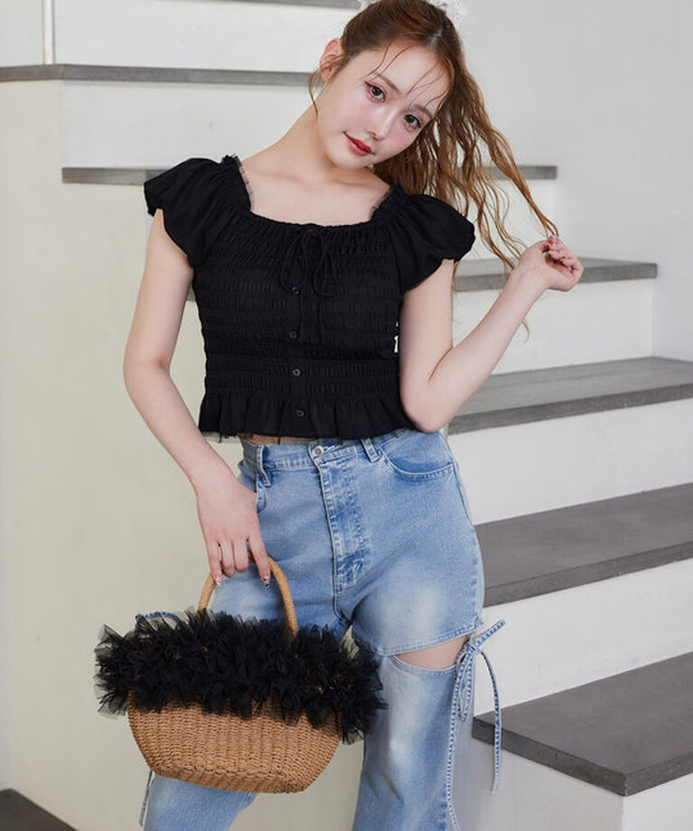  「サイドあき美脚ストレッチデニム」|その他|