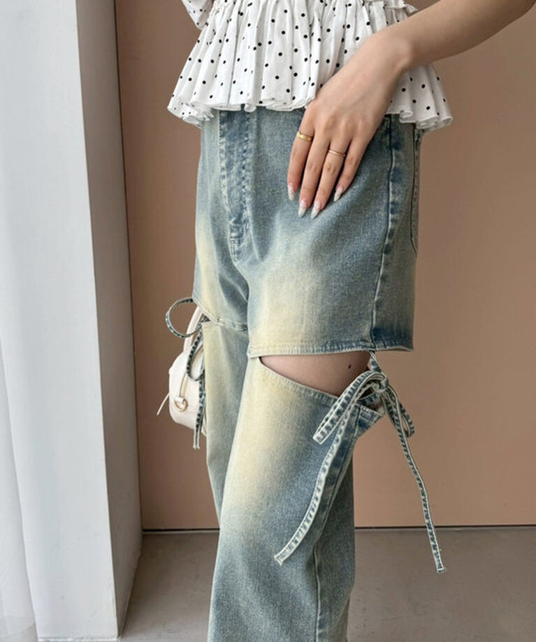  「サイドあき美脚ストレッチデニム」|その他|