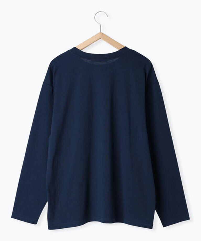 Samansa Mos2 blue「◎発泡プリントロゴロンT」|Tシャツ・カットソー|