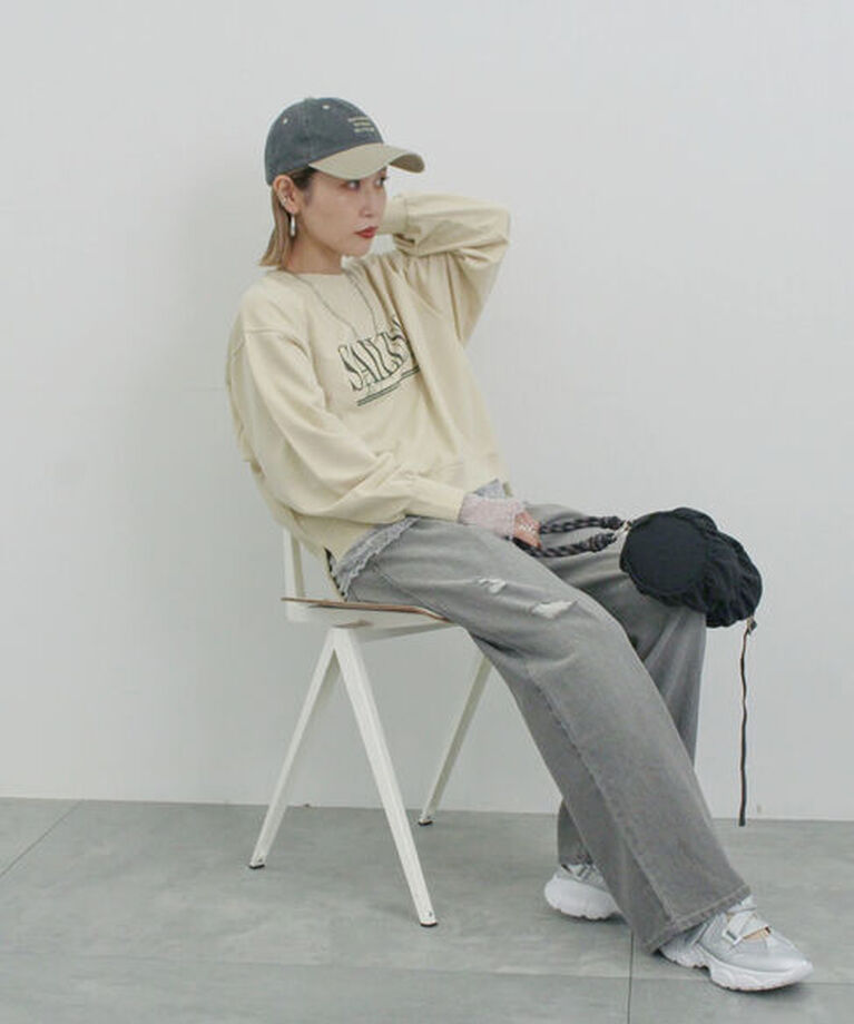 Samansa Mos2 blue「シアーレースロンT」|Tシャツ・カットソー|