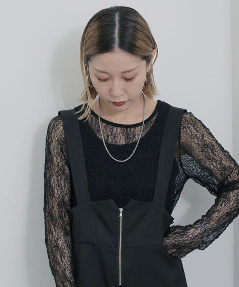Samansa Mos2 blue「シアーレースロンT」|Tシャツ・カットソー|