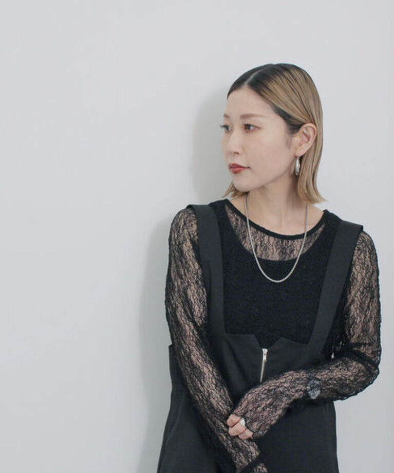 Samansa Mos2 blue「シアーレースロンT」|Tシャツ・カットソー|