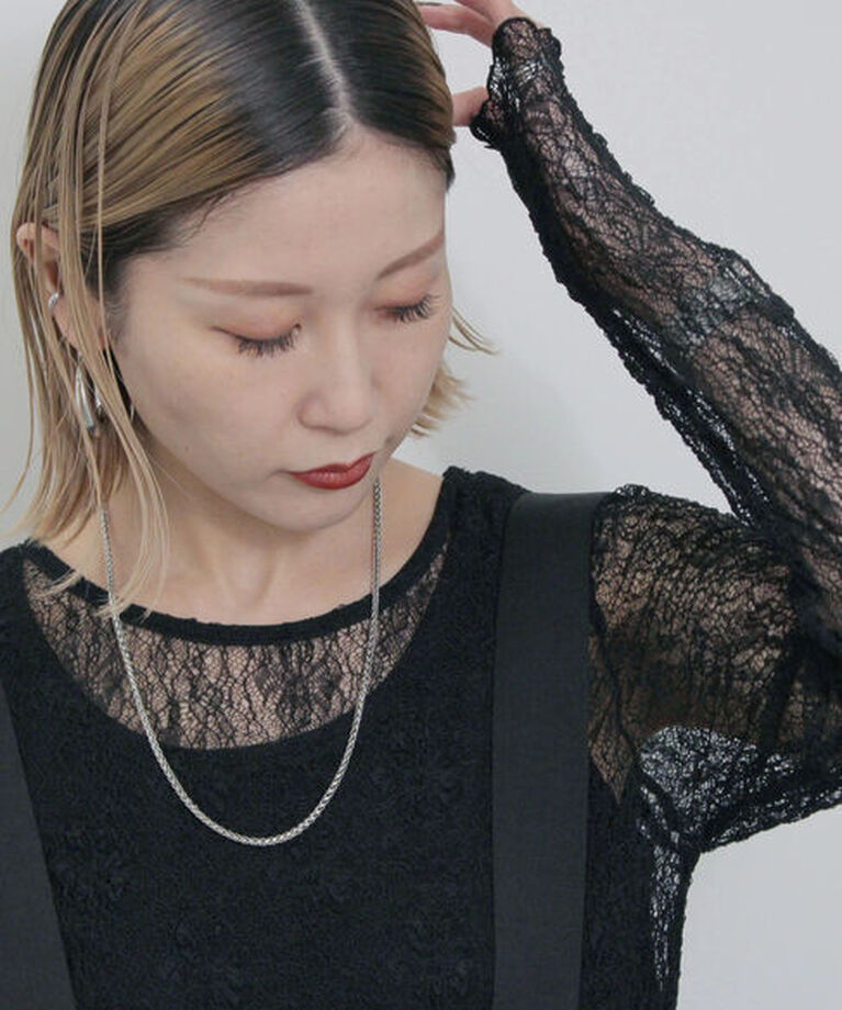 Samansa Mos2 blue「シアーレースロンT」|Tシャツ・カットソー|