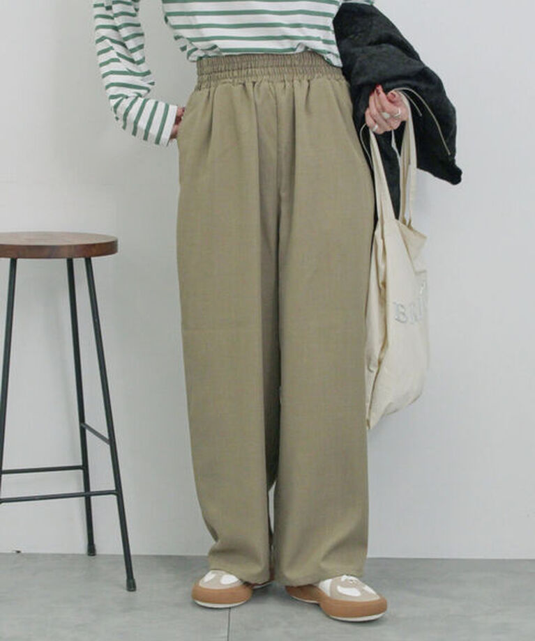 Samansa Mos2 blue「ハイウエストワイドパンツ」|その他|カーキ