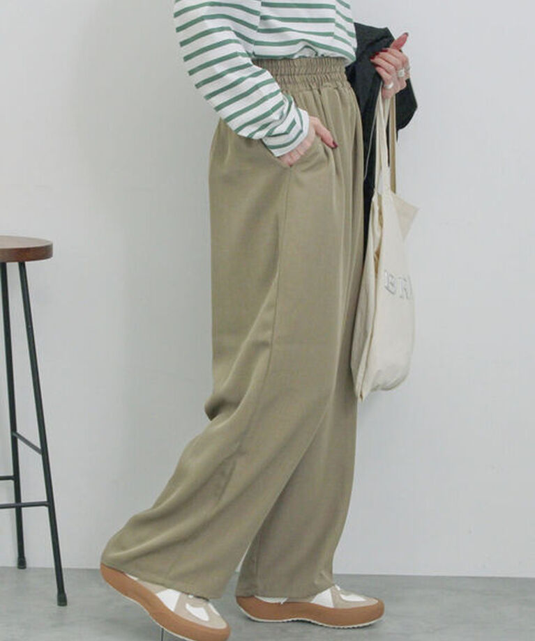 Samansa Mos2 blue「ハイウエストワイドパンツ」|その他|