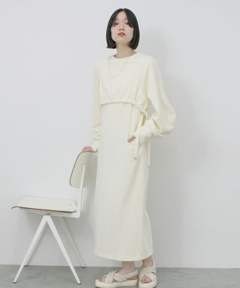 Samansa Mos2 blue「クロップドレイヤードワンピース」|ワンピース|キナリ
