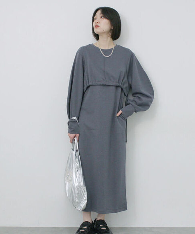 Samansa Mos2 blue「クロップドレイヤードワンピース」|ワンピース|