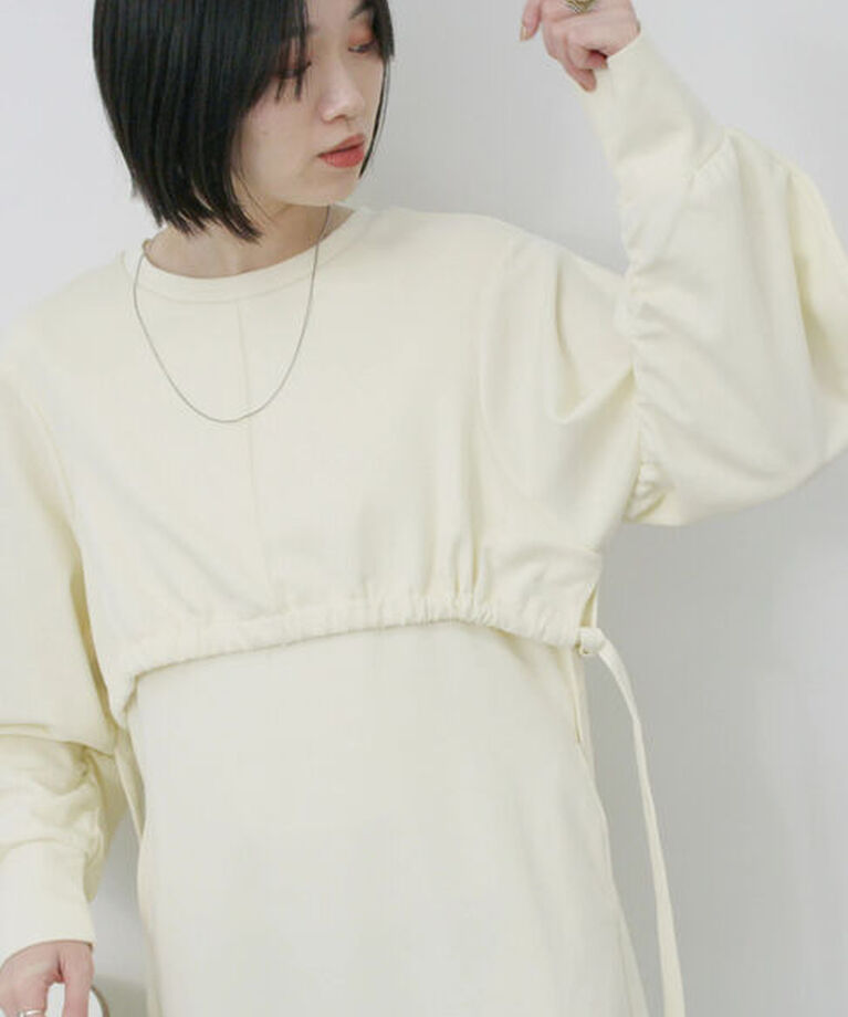 Samansa Mos2 blue「クロップドレイヤードワンピース」|ワンピース|