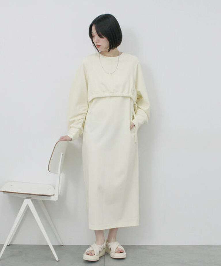 Samansa Mos2 blue「クロップドレイヤードワンピース」|ワンピース|