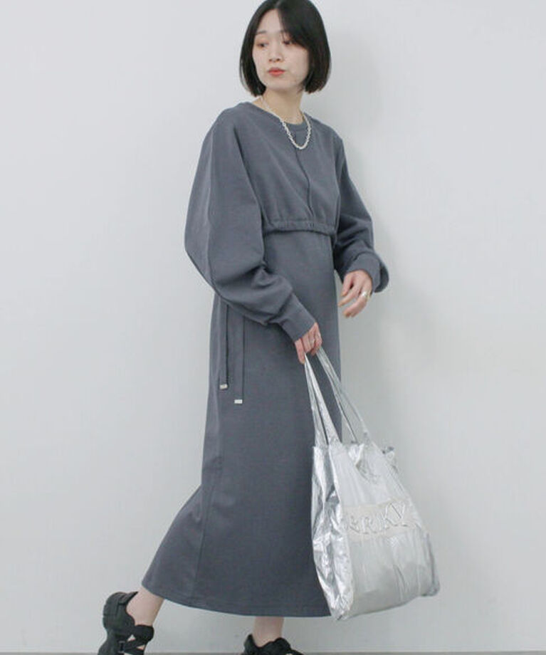 Samansa Mos2 blue「クロップドレイヤードワンピース」|ワンピース|