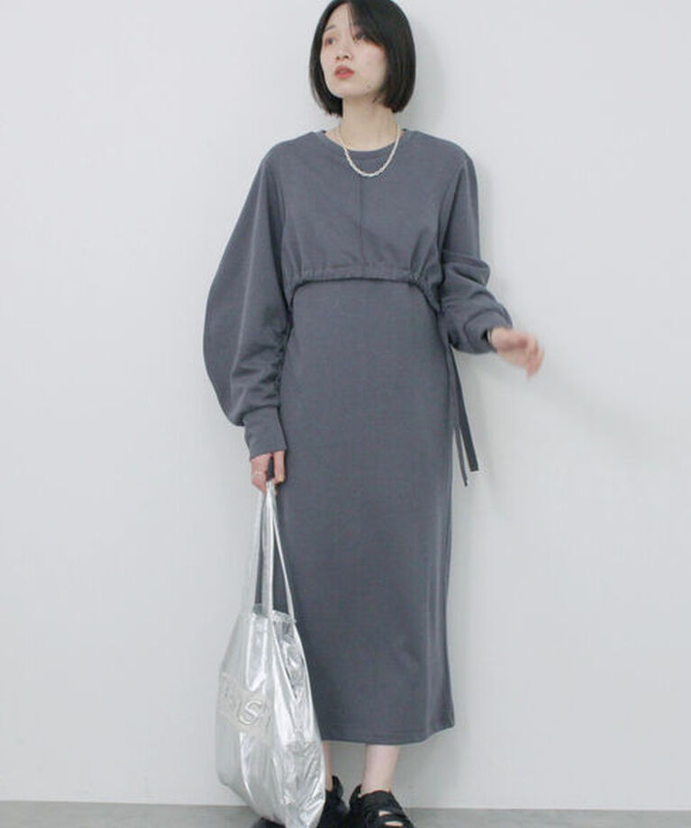 Samansa Mos2 blue「クロップドレイヤードワンピース」|ワンピース|