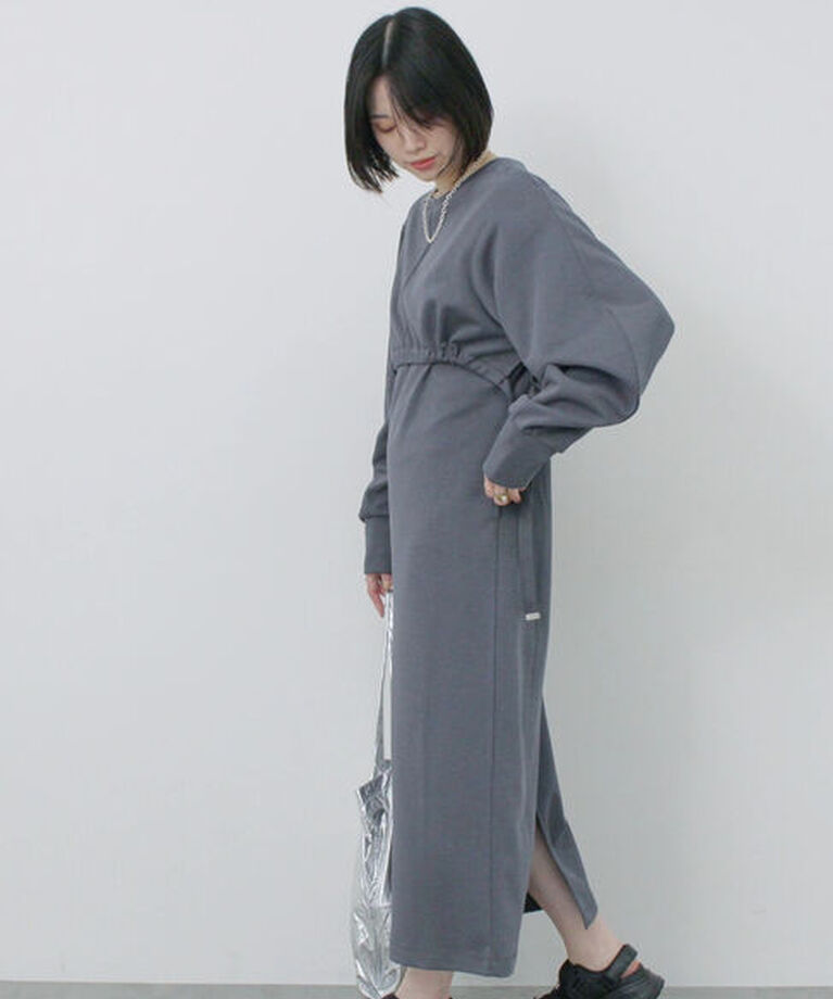 Samansa Mos2 blue「クロップドレイヤードワンピース」|ワンピース|