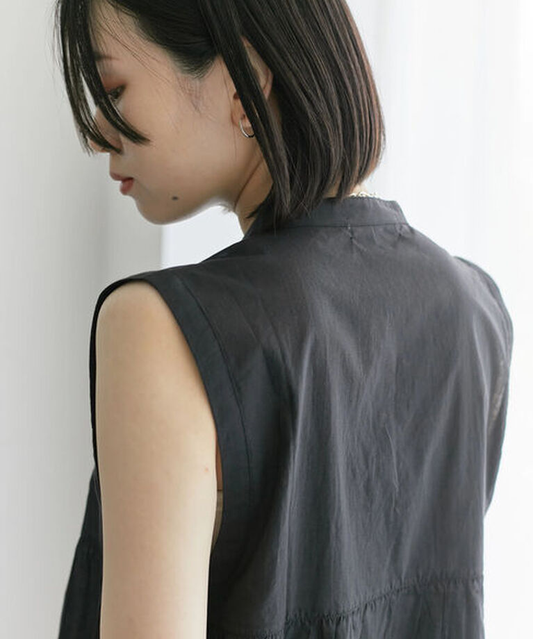 Samansa Mos2 blue「【Made in India】リボンベスト」|シャツ・ブラウス|