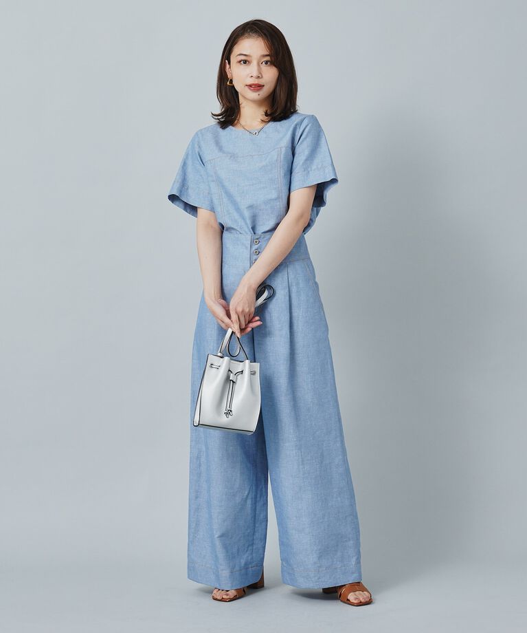 UNTITLED「【セットアップ可能】ヘンプシャンブレー ワイドパンツ」|その他|