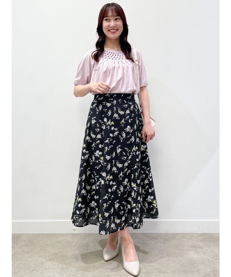Reflect「【SALE／接触冷感／洗える】スモッキング刺繍ジャージブラウス」|Tシャツ・カットソー|