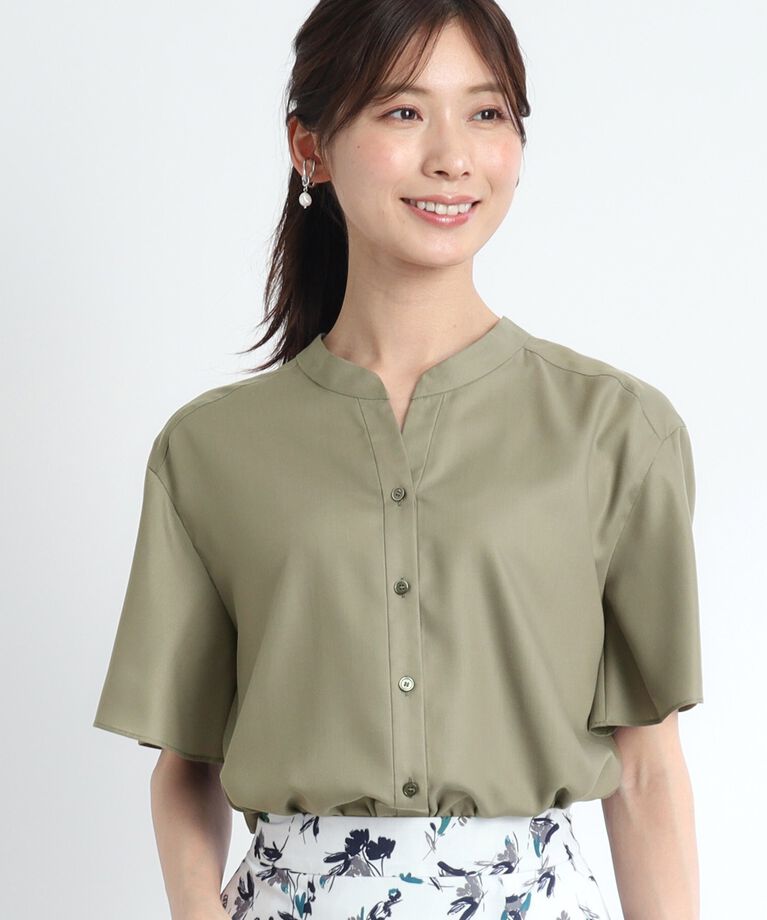Reflect「【SALE／接触冷感／マシンウォッシュ可／セットアップ可能】リラクシーフレアスリーブブラウス」|シャツ・ブラウス|