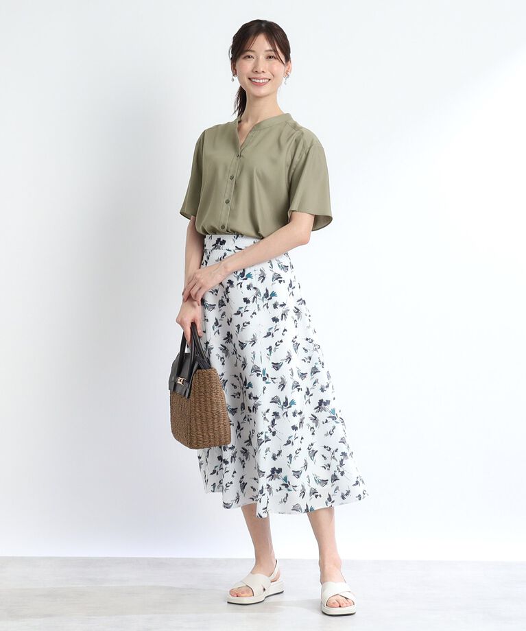 Reflect「【SALE／接触冷感／マシンウォッシュ可／セットアップ可能】リラクシーフレアスリーブブラウス」|シャツ・ブラウス|