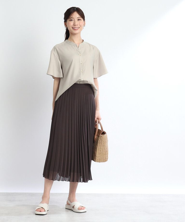 Reflect「【SALE／接触冷感／マシンウォッシュ可／セットアップ可能】リラクシーフレアスリーブブラウス」|シャツ・ブラウス|