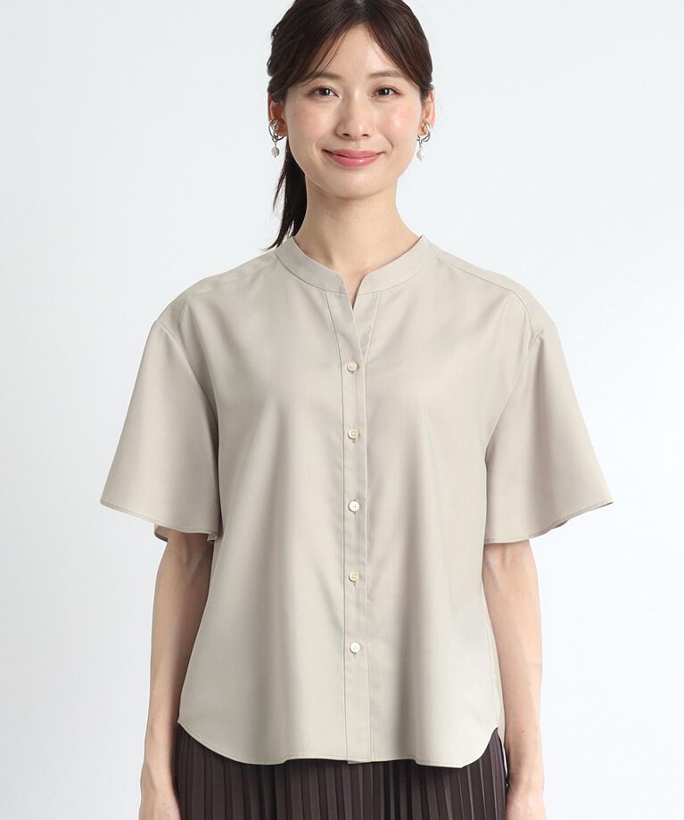 Reflect「【SALE／接触冷感／マシンウォッシュ可／セットアップ可能】リラクシーフレアスリーブブラウス」|シャツ・ブラウス|