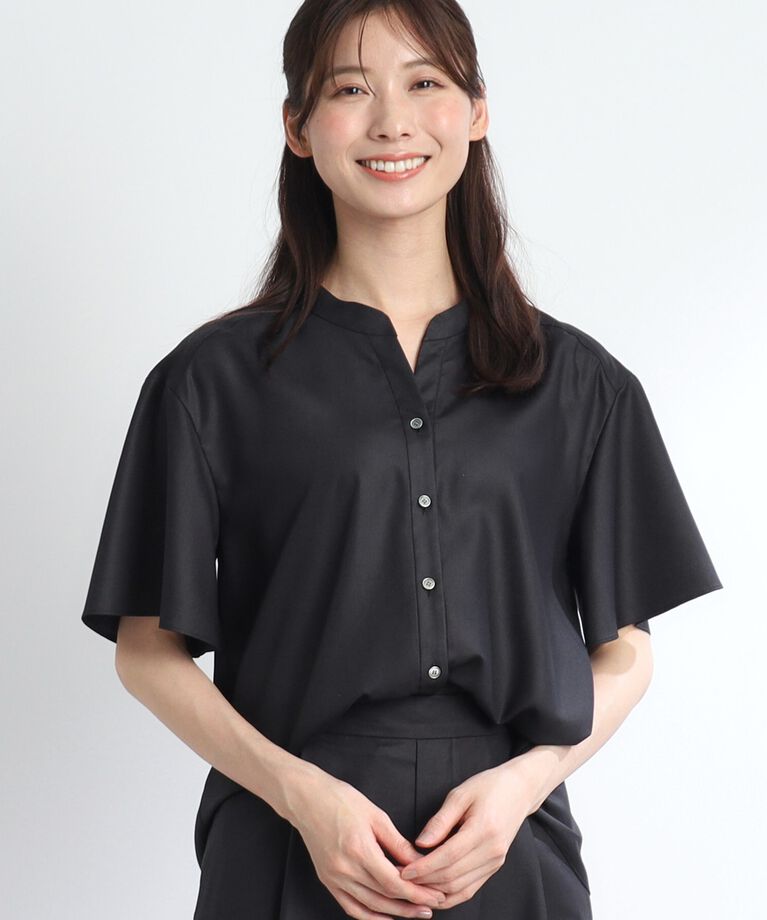 Reflect「【SALE／接触冷感／マシンウォッシュ可／セットアップ可能】リラクシーフレアスリーブブラウス」|シャツ・ブラウス|