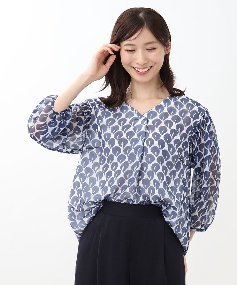 Reflect「【SALE／マシンウォッシュ】華やかプリントブラウス」|シャツ・ブラウス|