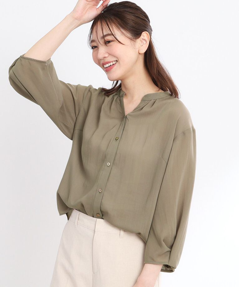 Reflect「【接触冷感／マシンウォッシュ可／セットアップ可】スリーブディティールブラウス」|シャツ・ブラウス|
