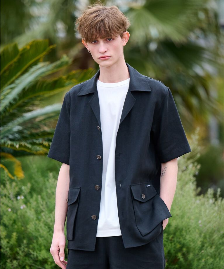 DRESSTERIOR「【Safari5月号掲載】【セットアップ可】オープンカラープエルトリコシャツ」|シャツ・ブラウス|ブラック(019)