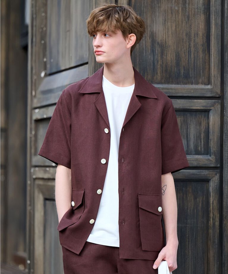 DRESSTERIOR「【Safari5月号掲載】【セットアップ可】オープンカラープエルトリコシャツ」|シャツ・ブラウス|ブラウン(044)