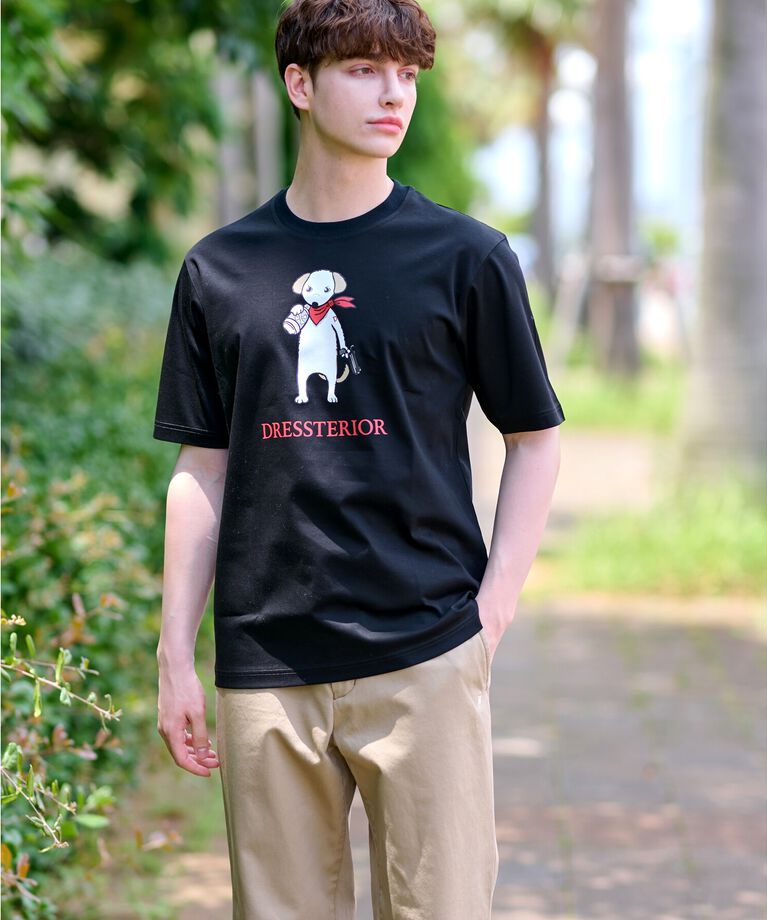 DRESSTERIOR「【接触冷感／抗菌防臭／消臭】ICE CLEAR COTTON DRINKER DOG Tシャツ」|Tシャツ・カットソー|
