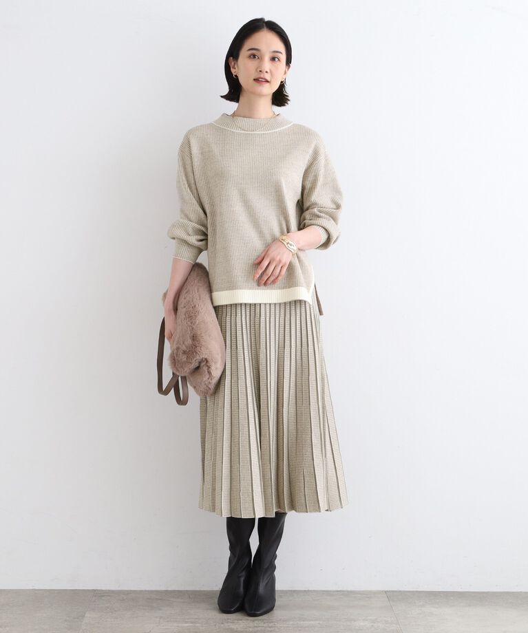 INDIVI「【洗える／SETUP可能】ジャカードニットプリーツスカート」|スカート|