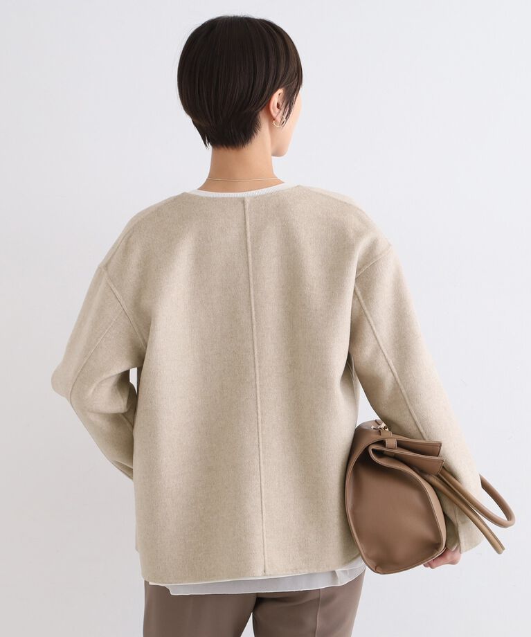 INDIVI「【ウール混／昨年ヒット！】リバーショートコート」|ノーカラーコート|
