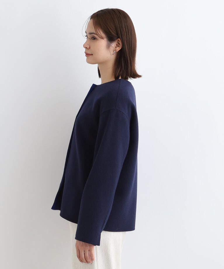 INDIVI「【ウール混／昨年ヒット！】リバーショートコート」|ノーカラーコート|
