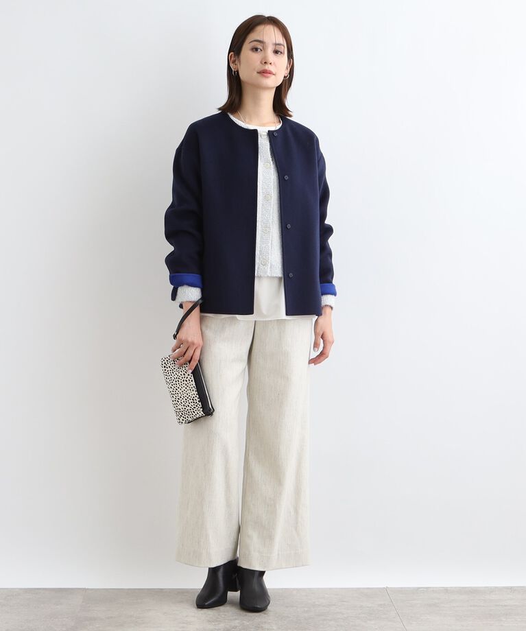 INDIVI「【ウール混／昨年ヒット！】リバーショートコート」|ノーカラーコート|