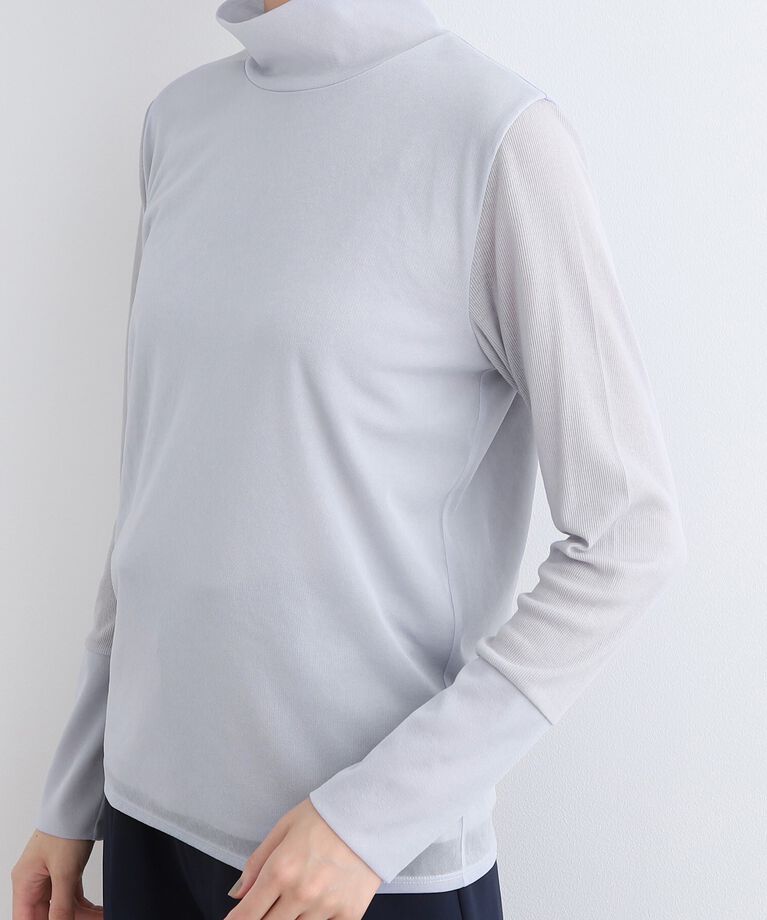 INDIVI「【日本製】シフォンジャージハイネックトップス」|Tシャツ・カットソー|