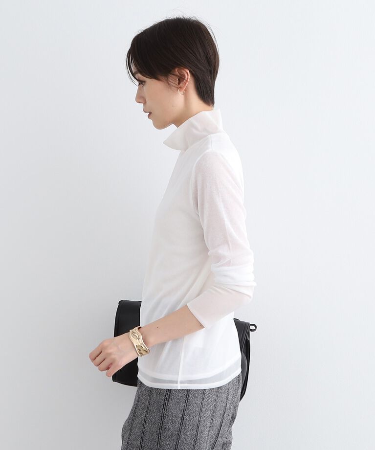 INDIVI「【日本製】シフォンジャージハイネックトップス」|Tシャツ・カットソー|