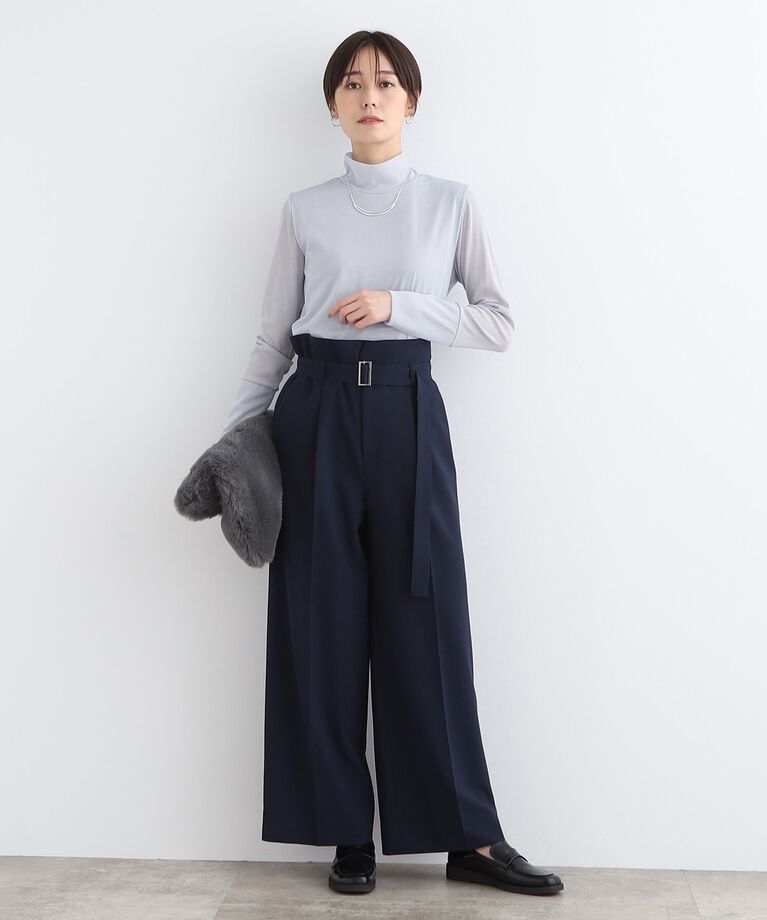 INDIVI「【日本製】シフォンジャージハイネックトップス」|Tシャツ・カットソー|