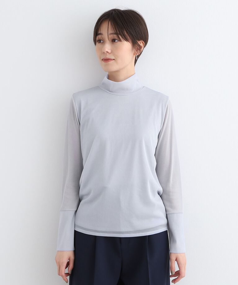 INDIVI「【日本製】シフォンジャージハイネックトップス」|Tシャツ・カットソー|