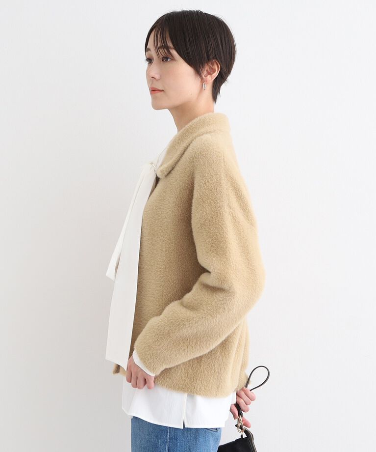 INDIVI「【トレンド】スタンドネック シャギーニットアウター」|ブルゾン・スタジャン|