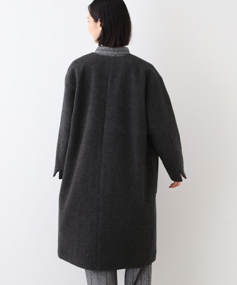INDIVI「【日本製／カシミヤ混】ガウン風ロングコート」|ノーカラーコート|