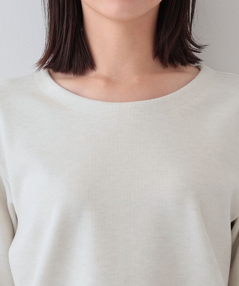 INDIVI「【洗える／UVケア／SETUP可能】メランジ調フェイクファー切り替えトップス」|Tシャツ・カットソー|