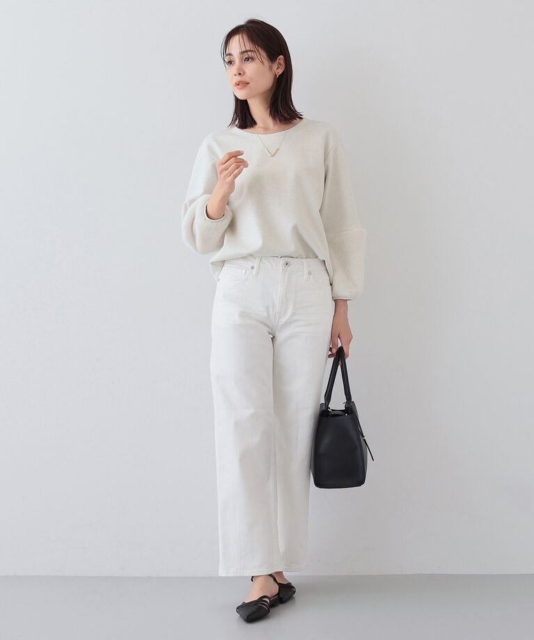 INDIVI「【洗える／UVケア／SETUP可能】メランジ調フェイクファー切り替えトップス」|Tシャツ・カットソー|
