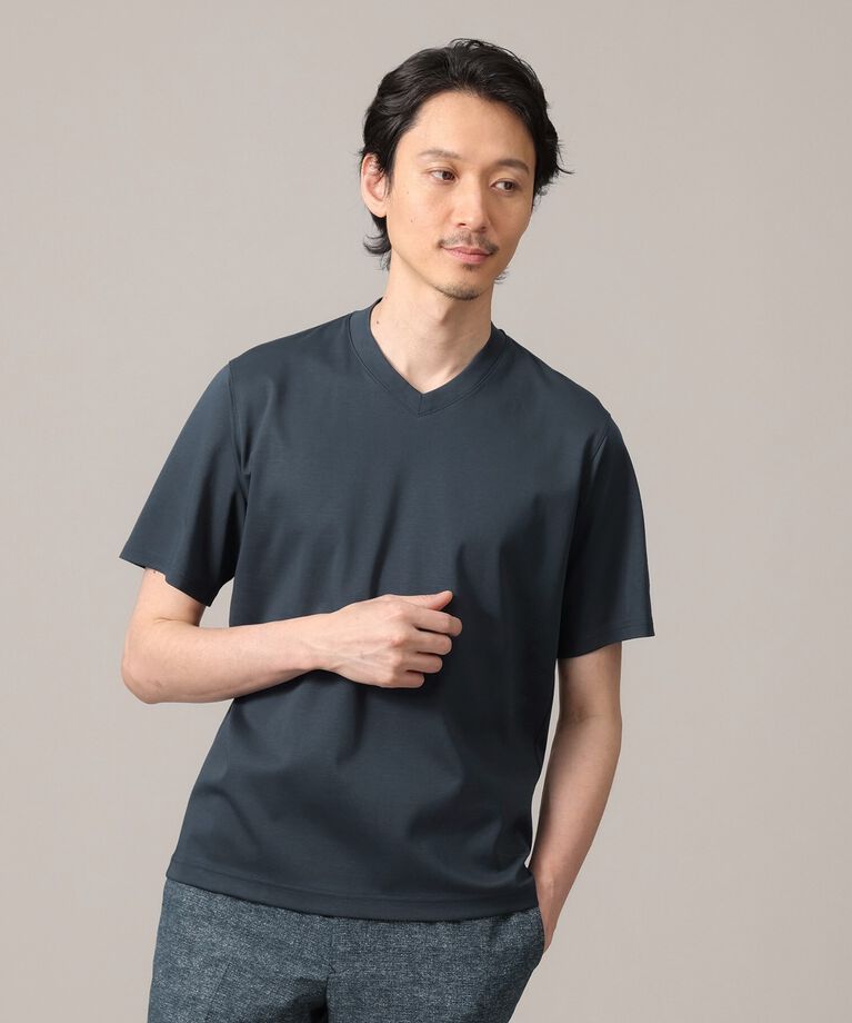 TAKEO KIKUCHI「【抗菌防臭】ジャケットインナー 半袖 Vカットソー」|Tシャツ・カットソー|ﾌﾞﾙｰ(093)